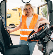 woman getting in truck