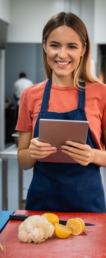 woman chef smiling