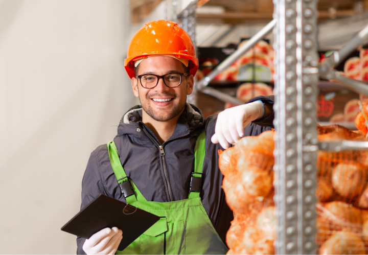 man in a orange hard hat