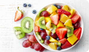 bowl of fruit on table